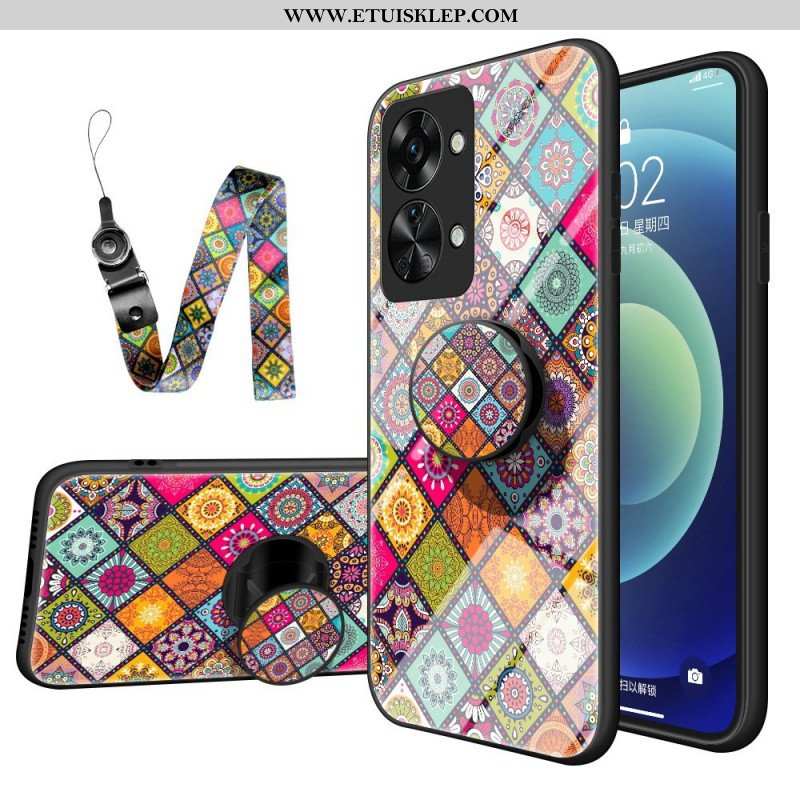 Etui do OnePlus Nord 2T 5G Patchworkowy Uchwyt Magnetyczny